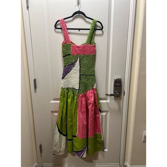 SWF Mottled Midi Dress in scooped hemline detail printed design size S NWOT$399 - Picture 7 of 8